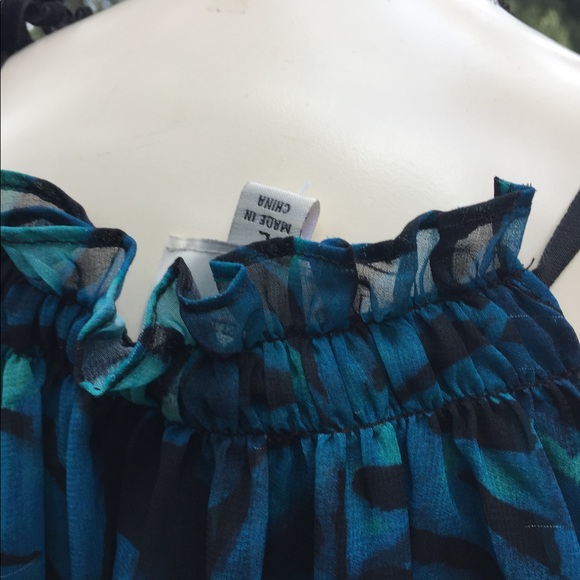 I .Madeline turquoise tropical print shades of the blue shift flowy halter dress - Picture 5 of 15